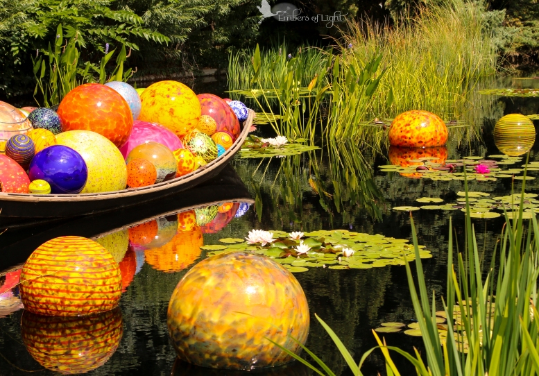 One of the central pieces in the Chihuly exhibit at the Denver Botanic Gardens
